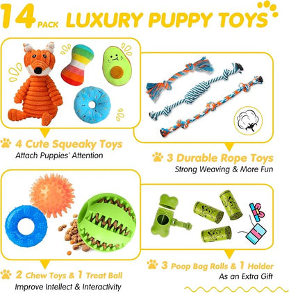 Zeaxuie 14 Pack Puppy Toys for Teething Small Dogs, Puppy Chew Toys - Image 2