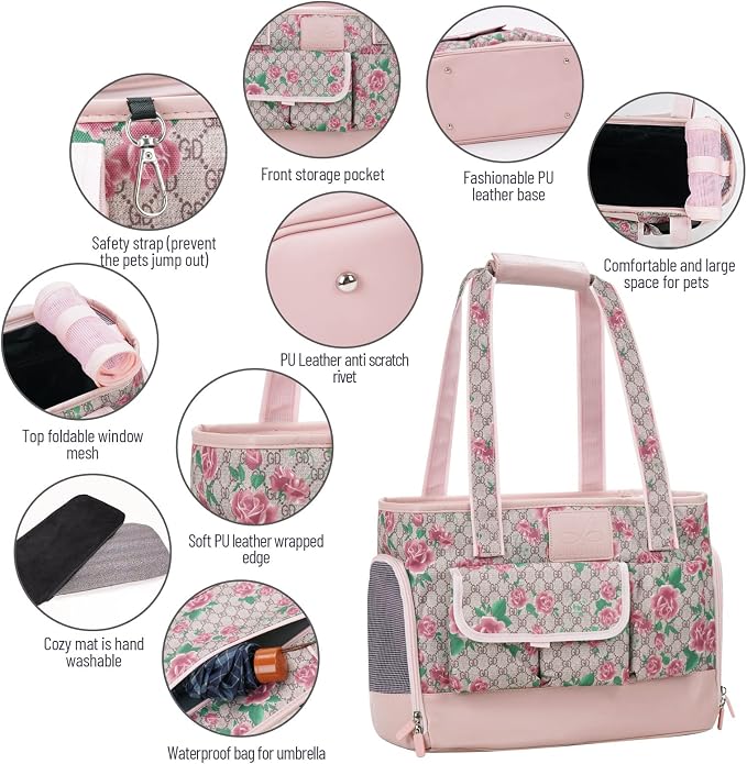 Dog Carrier, Cat Carrier, Pet Carrier, Foldable Waterproof Premium PU Leather - Image 3