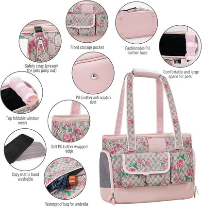 Dog Carrier, Cat Carrier, Pet Carrier, Foldable Waterproof Premium PU Leather - Image 3