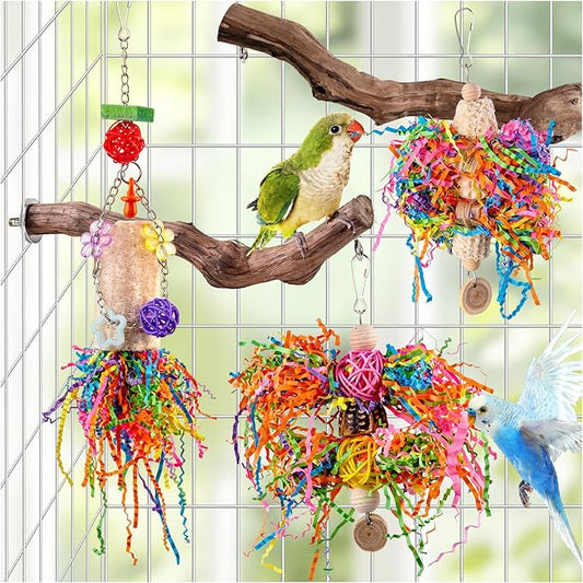 Bird Toys, Parakeet Foraging Toys, Hanging Chewing Toys by Matutinus