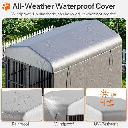 HOOBRO Outdoor Dog Kennel with Cover, 6.6 x 3.9 x 5.9 ft Dog Kennel Outside - Image 4