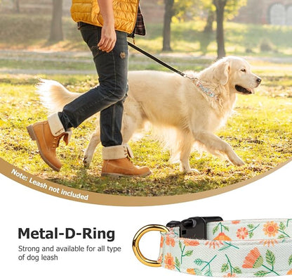 Cotton Handmade Dog Collar Cute and Distinctive Patterns Green Sunflower - Image 6