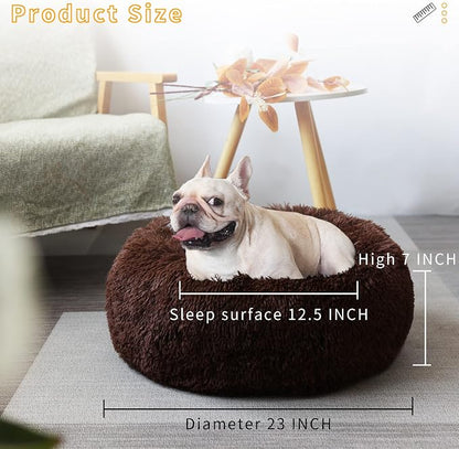 Calming Donut Dogs Beds for Small Dogs Washable, 23inch Plush Round Pet Bed for - Image 3