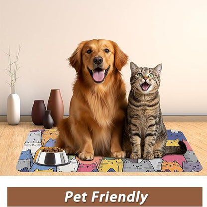 Funny Cats Family Dog Cat Food Mat, Absorbent Pet Feeding Mat - Image 6
