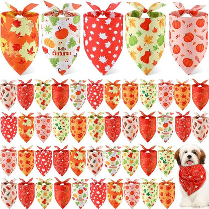 Weewooday 50 Pcs Thanksgiving Fall Dog Bandanas Bulk Pumpkin Maple Leaves by Weewooday