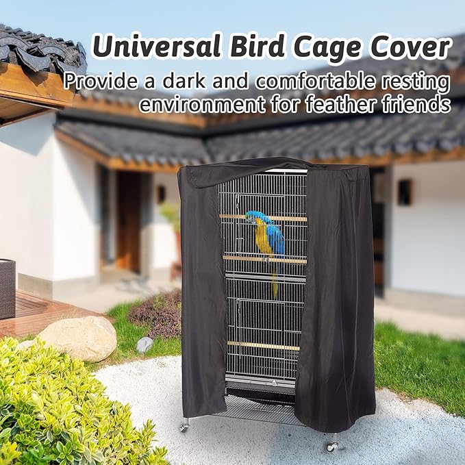 Fhiny Bird Cage Cover, 33.8”L×24”W×46.8”H Water-Proof Good Night Black-Out - Image 5
