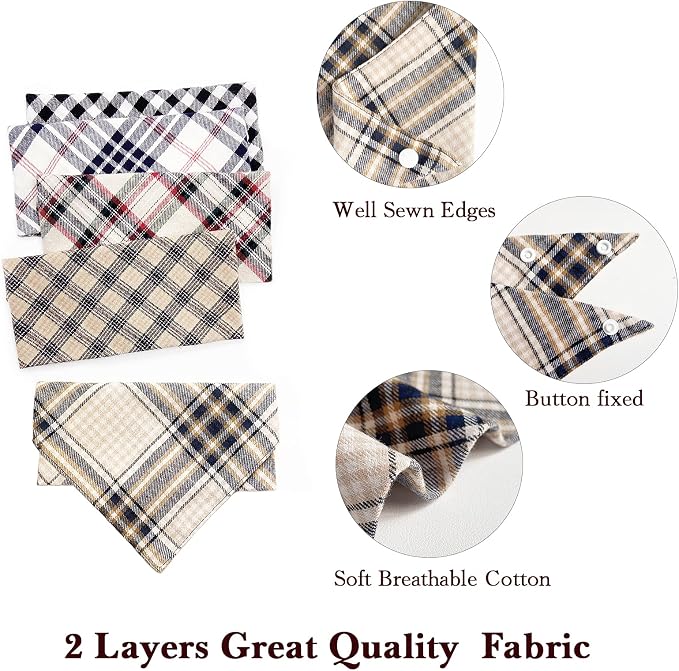 Fall 5PCS Dog Bandanas with Button - Image 3