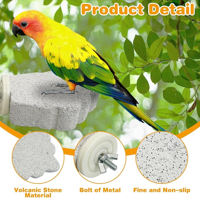 PINVNBY 4 PCS Bird Perches Calcium Parrot Perch Stand Bird Beak Grinding Stone - Image 3