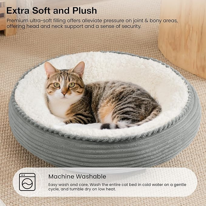 Love's cabin Round Donut Cat and Dog Cushion Bed, 20in Pet Bed - Image 7