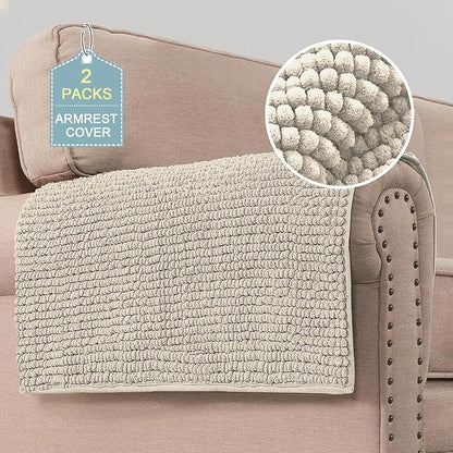 H.VERSAILTEX Plush Chenille Couch Armrest Cover 2 Packs Thick and Soft Sofa by HVERSAILTEX