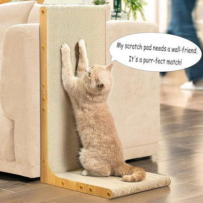 Cardboard Cat Scratcher, 26 Inch L Shape Scratch Pad Wall Mounted, Vertical - Image 3