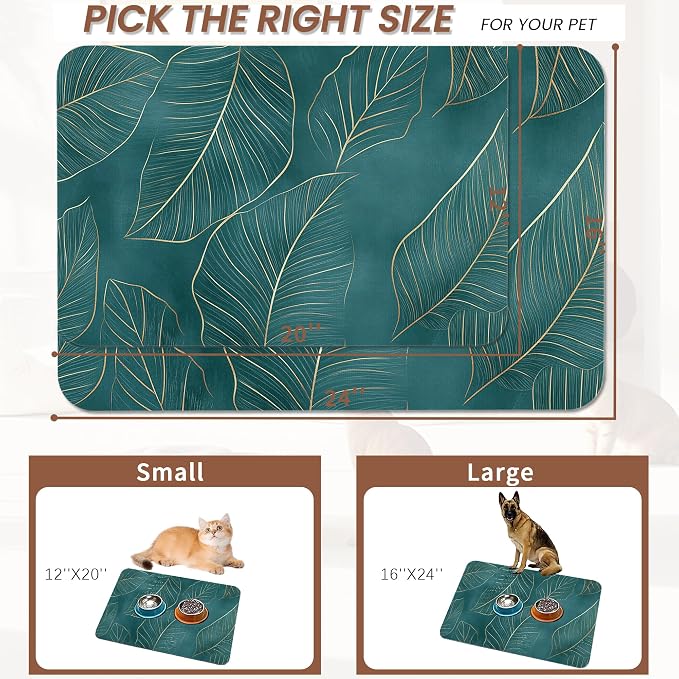 Tropical Palm Leaves Dog Food Mat - Image 2