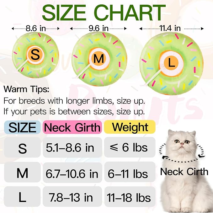 Cat Cone Collar Soft, Cute Cat Donut Collar After Surgery, Adjustable Kitten - Image 2