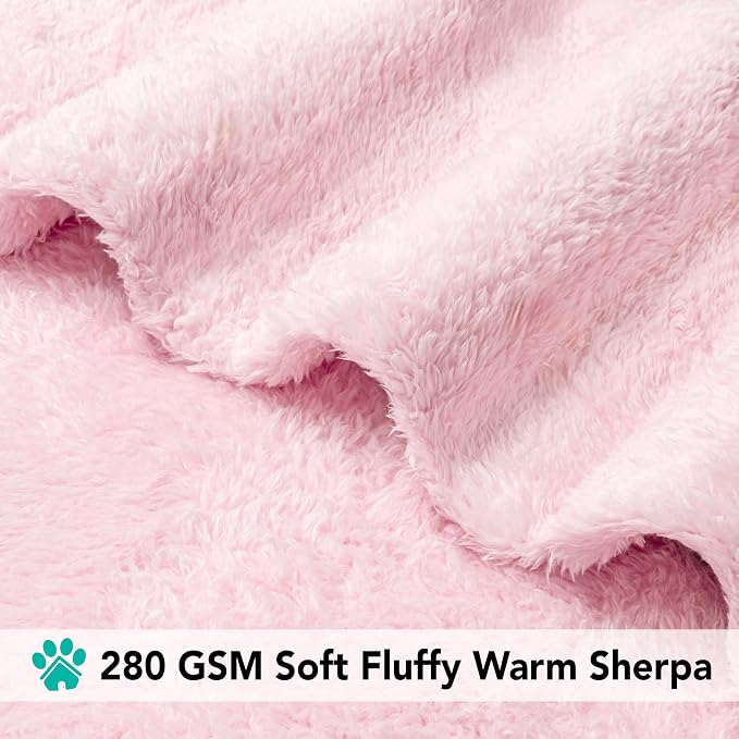 PetAmi Pink Fluffy Soft Dog & Cat Blanket, Sherpa Fleece, Calming Pet Blanket - Image 4