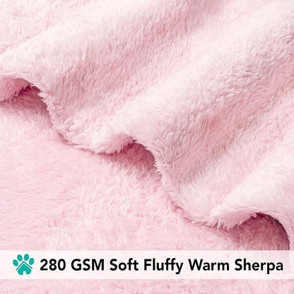 PetAmi Pink Fluffy Soft Dog & Cat Blanket, Sherpa Fleece, Calming Pet Blanket - Image 4