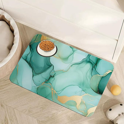 Marble Dog Food Mat for Floors, Cat Dog Bowl Mats for Food and Water, Non-Slip by Unknown