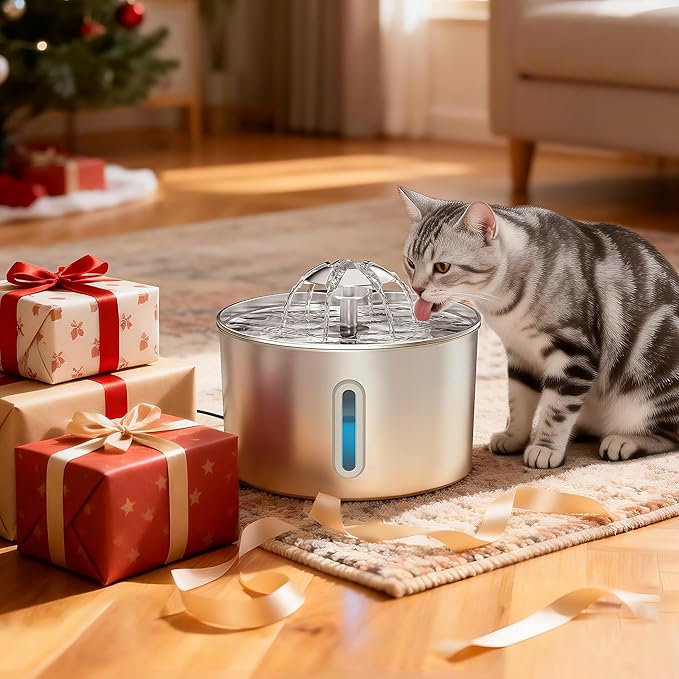 Cat Water Fountain Stainless Steel - 74oz/2.2L Pet Gift Dog Water Dispenser - Image 5