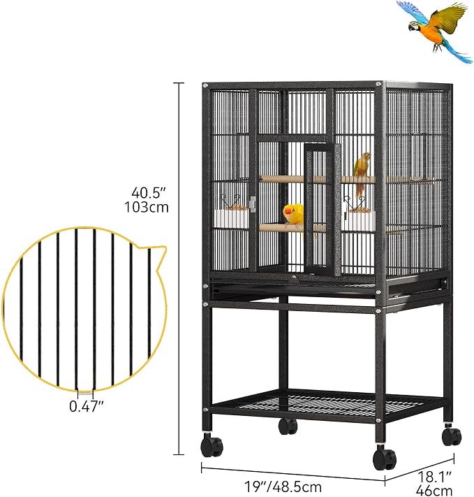 DWVO 41-inch Metal Bird Cage: Large Parrot Cages - Image 2