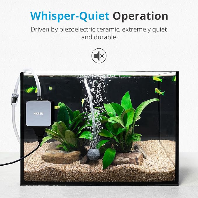 NICREW Nano Silent Aquarium Air Pump Black, Aquarium Aerator - Image 2