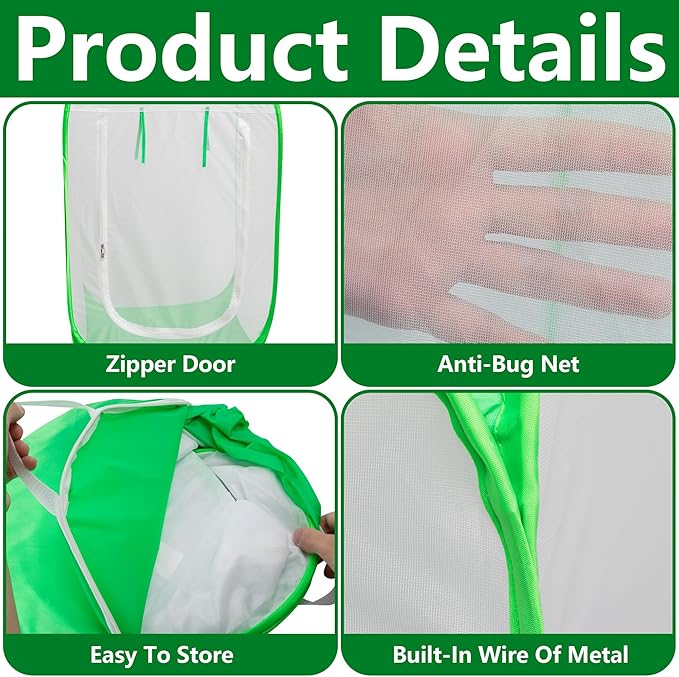 24" x 24" x 36" Pop Up Garden Mesh Plant Cover, Plant Protectors Mesh Plant - Image 3