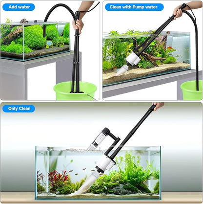 AQQA Fish Tank Cleaner, 8-in-1 Electric Aquarium Gravel Vacuum, Clean - Image 7