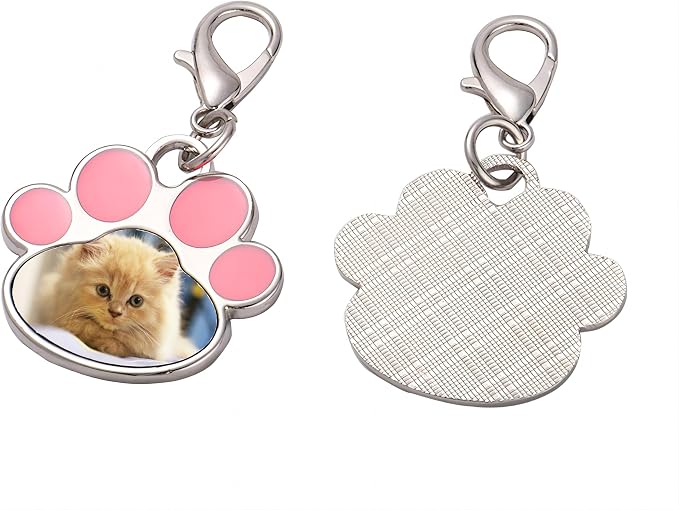 Custom Pet Photo Keychain Personalized Photo Pawprint Dog Tag Keychain Engraved - Image 2