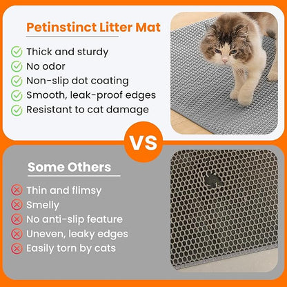 Jumbo Cat Litter Mat, 46x26 Inches Double Layer Honeycomb Litter Trapping Mat - Image 3