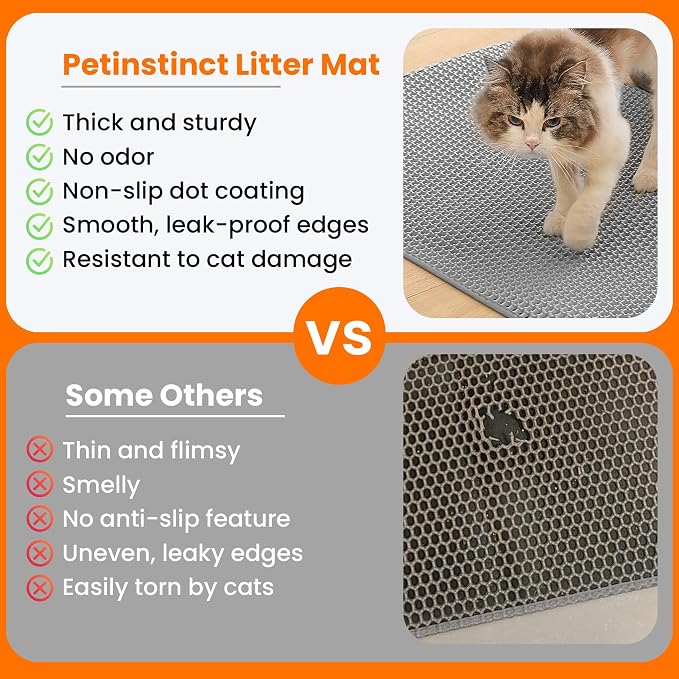 Extra Large Cat Litter Mat, 30x22 Inches Honeycomb Double Layer Cat Litter - Image 3