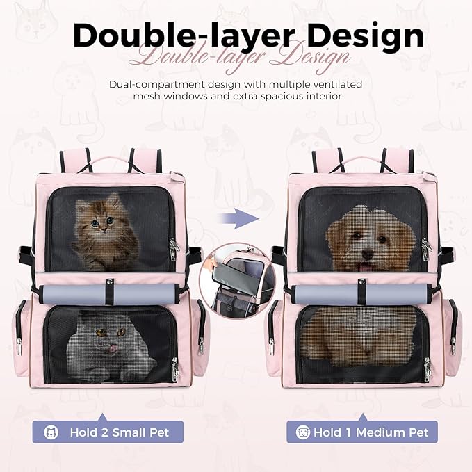 Lekebobor Double Cat Backpack Carrier - Image 2