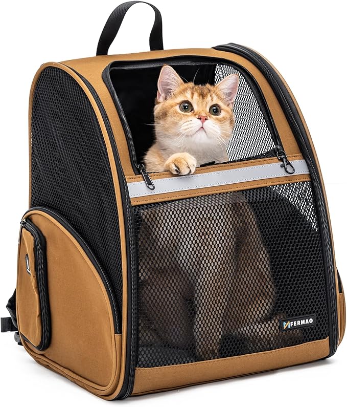 Cat Backpack Carrier for Small Dogs and Medium cat Puppy Kitten Bunny Pet by FERMAO