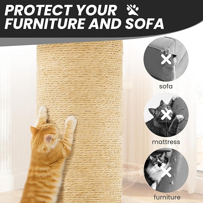 56-Inch Cat Tree for Large Cats, Sisal Scratching Posts & Hanging Toys – Sturdy - Image 6