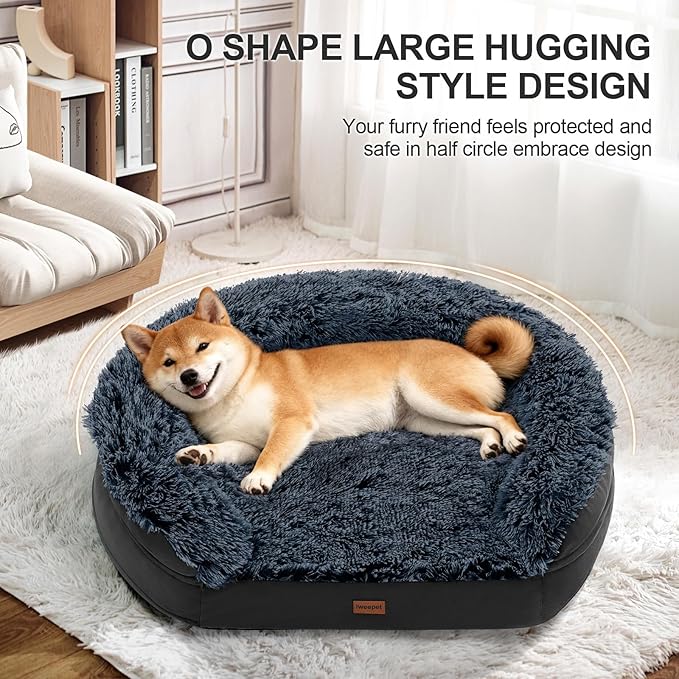 Black Dog Beds for Large Dog, Removable and Washable Cover, Raised Reboundable - Image 2