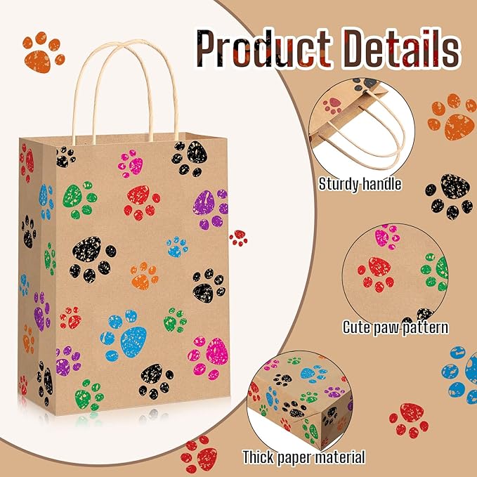 Blulu 20 Pcs Puppy Dog Paw Gift Bags - Image 2
