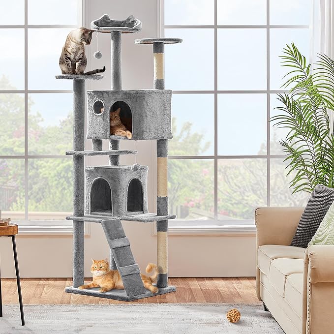 Yaheetech Tall Cat Tree, 80in Multi-Level Cat Tower - Image 7