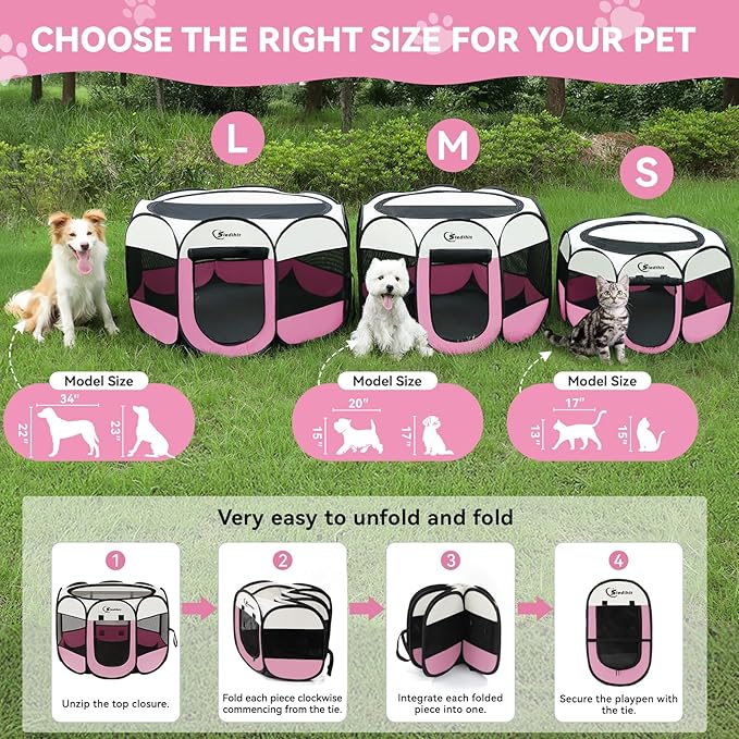 Dog Playpen, Large Puppy Pet Playpen, Dog Crate Tent Cage Indoor/Outdoor - Image 2