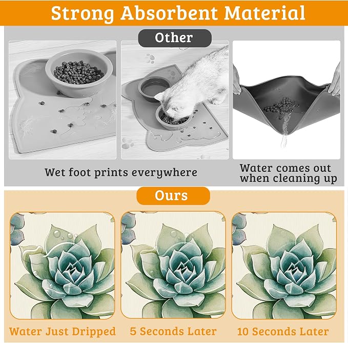 Dog Bowl Mat, Cactus Pet Feeding Mat - Image 3