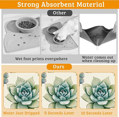 Dog Bowl Mat, Cactus Pet Feeding Mat - Image 3