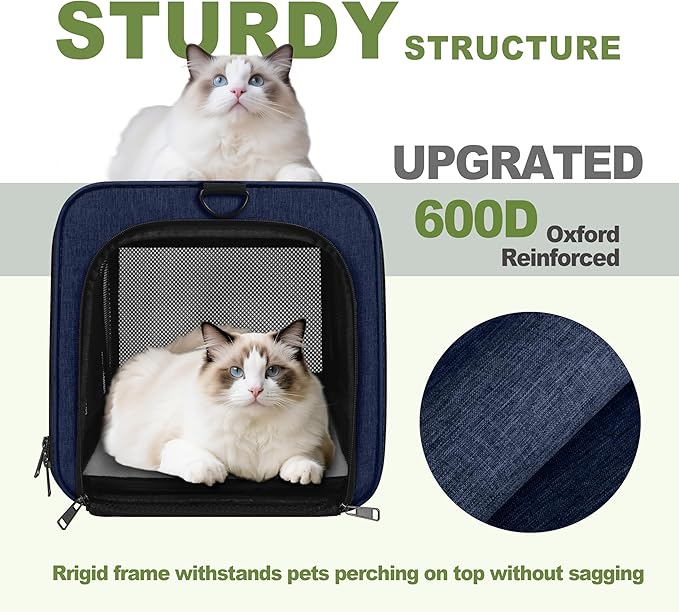 Cat Carrier 18x11x11 United Airline Approved, Top Loader Heavy Duty Softshell - Image 4