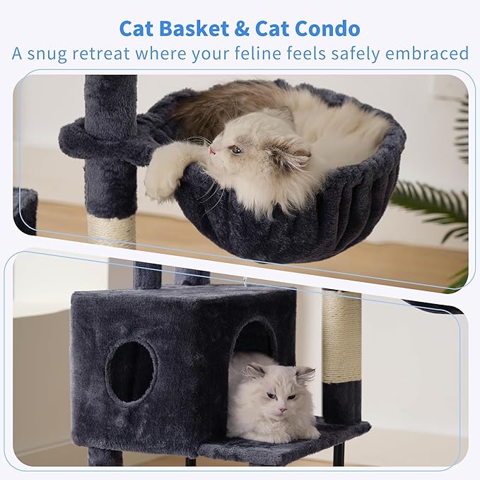 Heybly Cat Tree, 49.2 Inches Cat Tower - Image 7