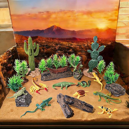32Pcs Desert Reptiles Animals Figures Toys School Projects Diorama Kit Lizard - Image 2