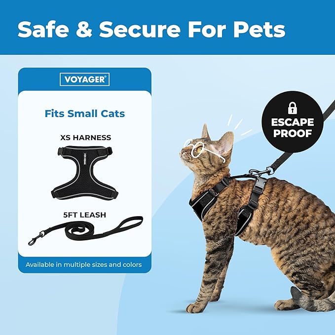 Voyager Escape-Proof Step-in Lock Cat Harness & 5ft Neoprene-Handle Leash Set - Image 2