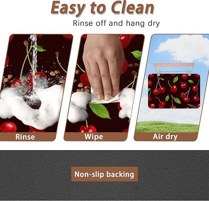 Red Cherry Pet Feeding Mat, Absorbent Quick-Dry Cat Dog Food and Water Bowl Mats - Image 4