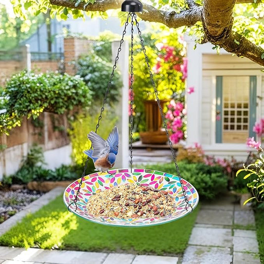 VCUTEKA Hanging Bird Bath, Glass Mosaic Bird Baths - Image 2