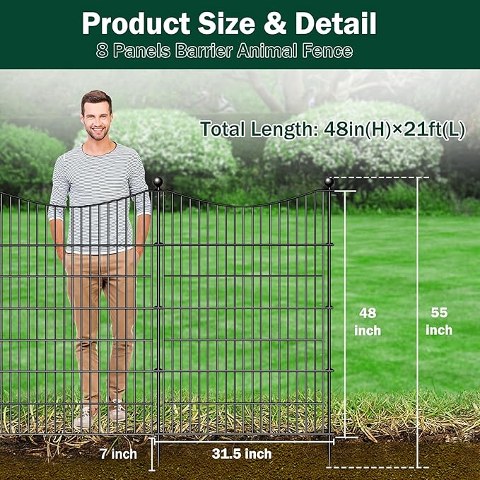 8 Panels No Dig Dog Fence Outdoor - Image 2