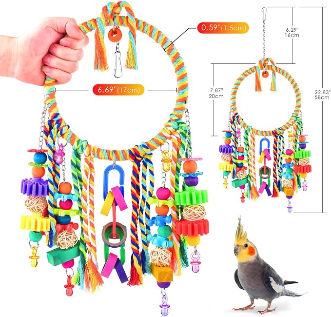 KATUMO Bird Toys 2 Pack Parrot Swings Conure Rope Rings Parakeet Perches - Image 2