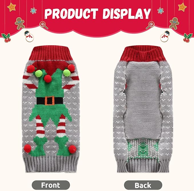 Dog Cat Ugly Christmas Sweater Boy Girl Xmas Pet Clothes Holiday Puppy Costume - Image 7