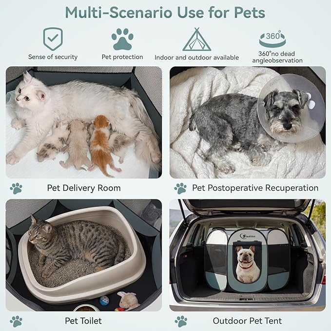 Dog Playpen, Puppy Pet Playpen, Medium Dogs Tent Crates Cage Indoor/Outdoor - Image 3