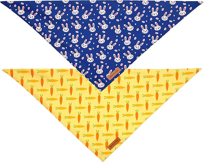 Realeaf Easter Dog Bandanas 2 Pack, Triangle Reversible Pet Scarf - Image 3