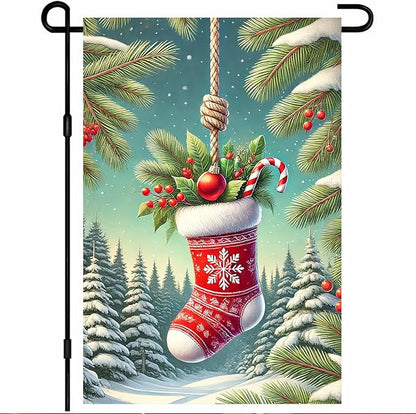 Christmas Garden Flag Christmas Stocking Garden Flag Snowflake Holiday Gardens by BlissYard
