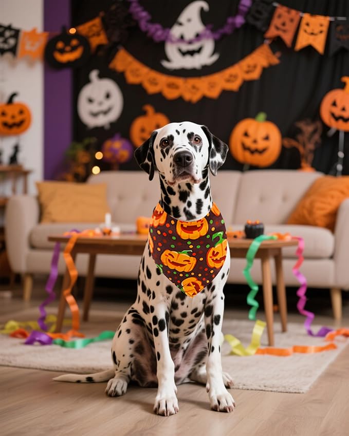 PET SHOW 50 Pack Halloween Big Dog Bandanas Bulk XL Washable Triangle Bibs - Image 8